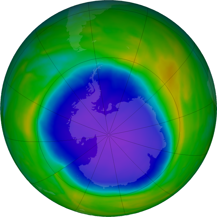 Antarctic ozone map for 30 October 2021